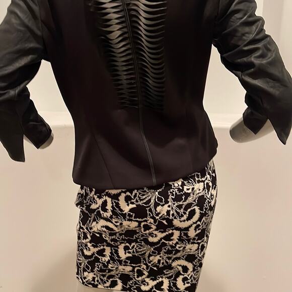 Lamarque Cindy Cropped Cut Out Leather Combo Jacket Black Size 8 BNWOT - Picture 8 of 14